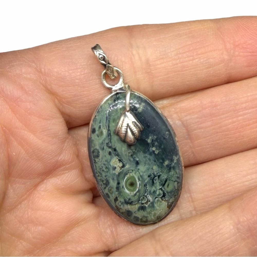 African Kambaba Star Galaxy Jasper Necklace Pendant Solid 925 Sterling Silver - Picture 2 of 3